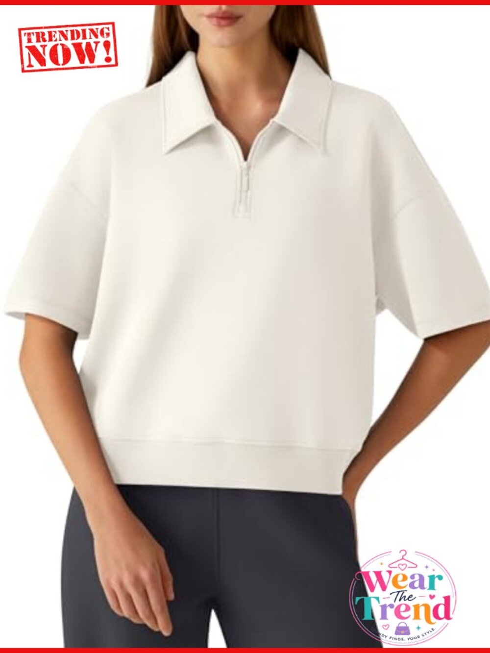 Modal Blend 1/4 Zip Polo Shirt Short Sleeve Business Casual Work